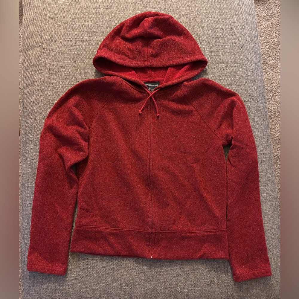 Express Jeans Sparkling Red Knit Jacket
